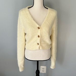 NWT Altar’d State cropped fuzzy cream sweater